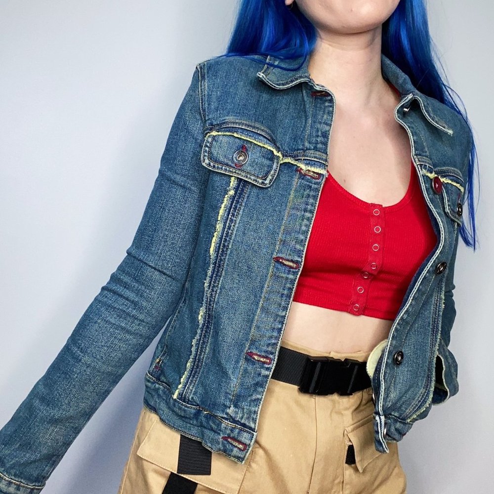 Fiorucci Fitted Embroidered Denim Jacket